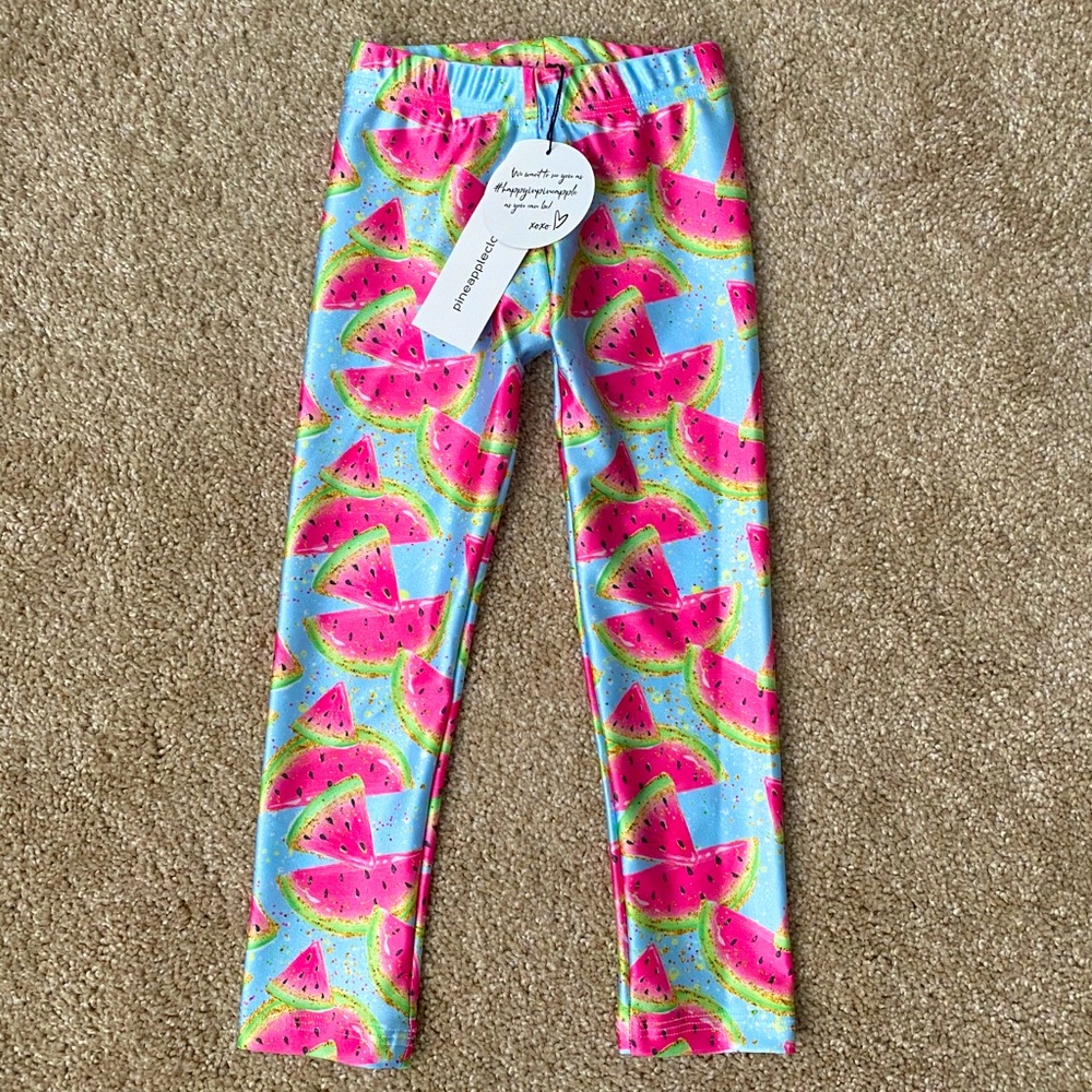 One In a Melon Lucy Blue Watermelon Leggings NWT